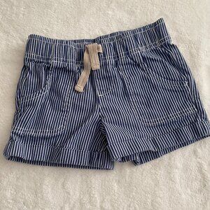 Denim Casual Shorts with Navy & White Stripes – Comfy & Cute – Girls 4/5 XS